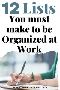 12 Master Lists you must make to be organized at work - For Busy Bee's