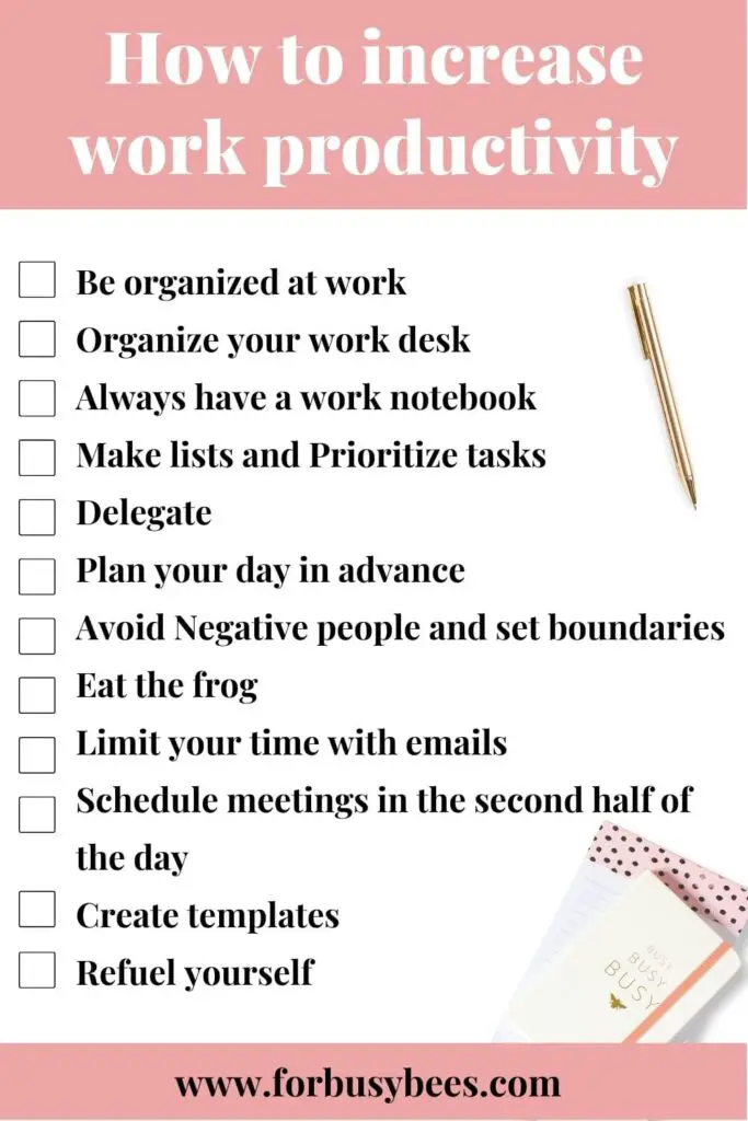 productivity at work checklist