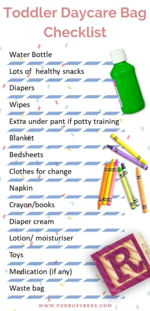 toddler daycare bag checklist
