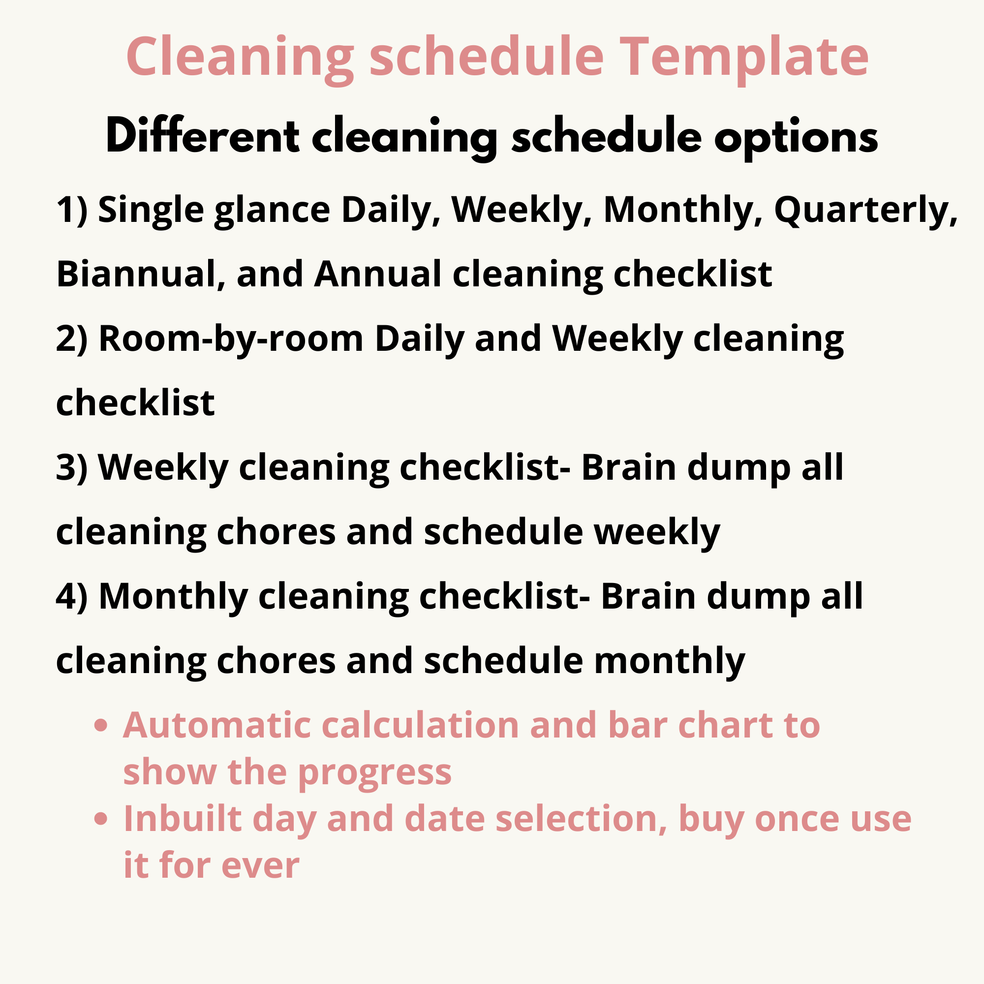 Cleaning Schedule Checklist Google sheet - For Busy Bee's
