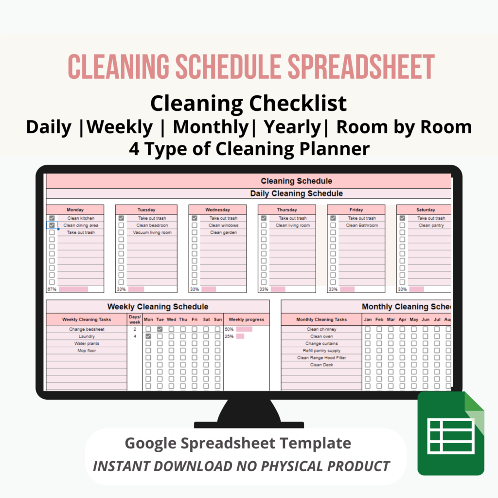 cleaning schedule google sheet