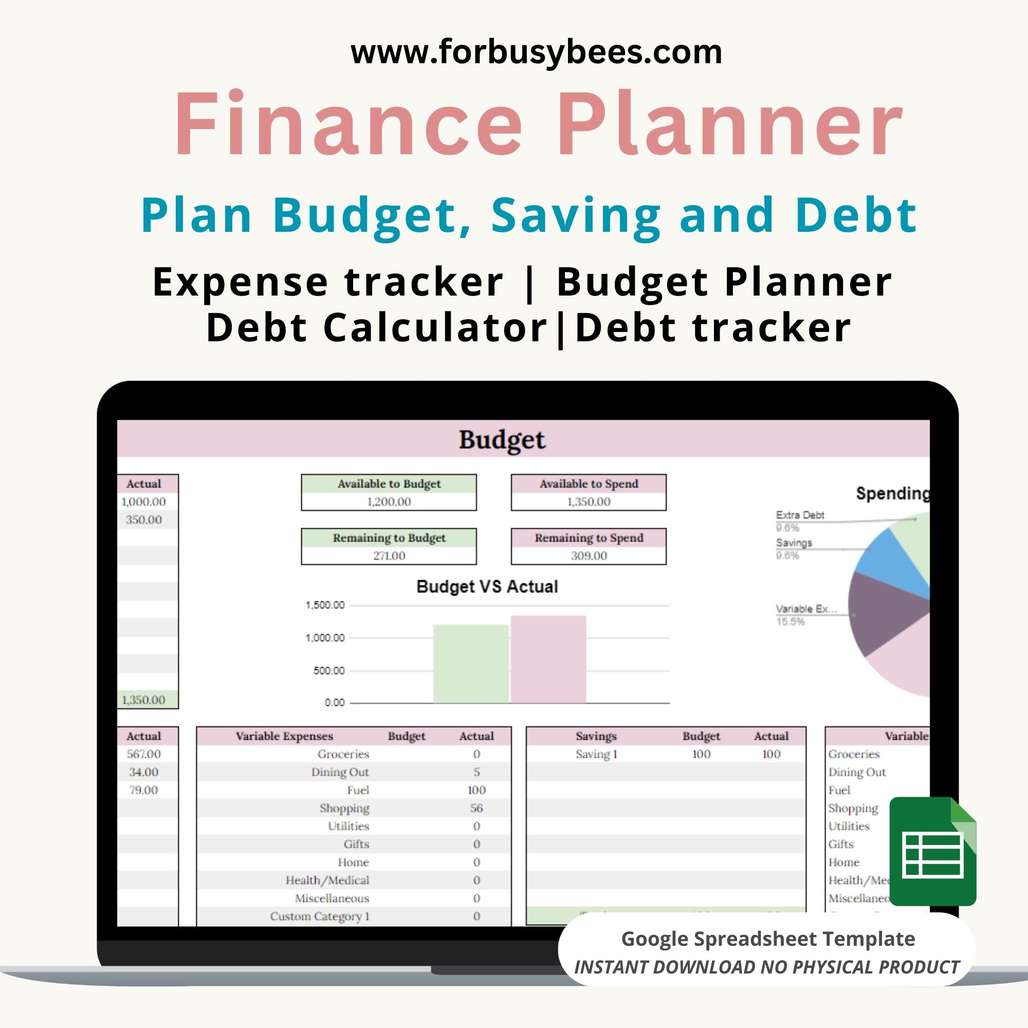 Finance Planner Spreadsheet - For Busy Bee's